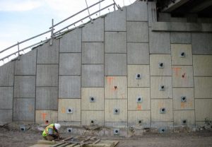 Bridge abutment repair.