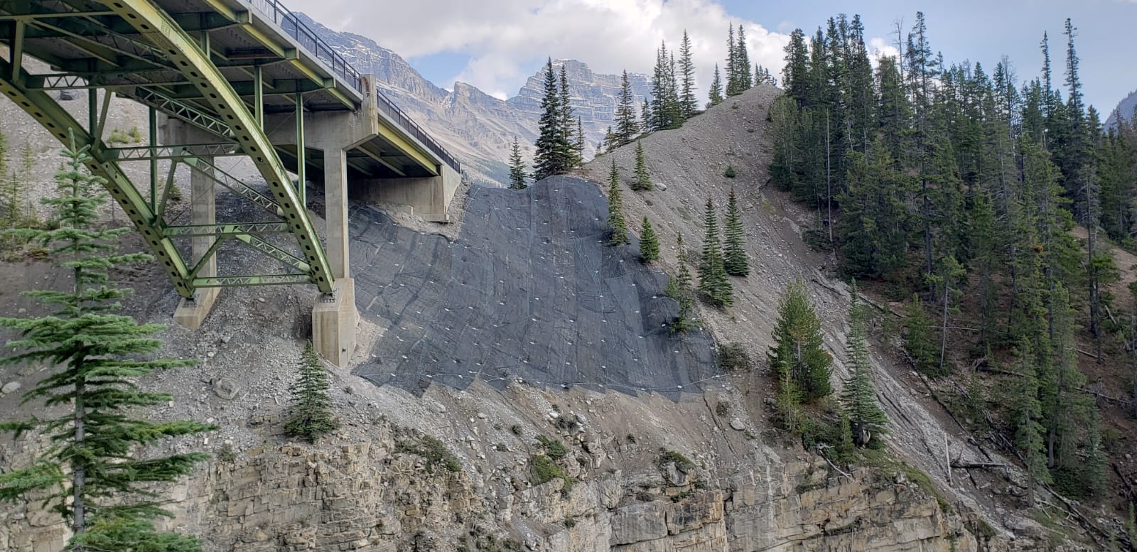 Nigel Creek Bridge Abutment Stabilization - Anchored Mesh