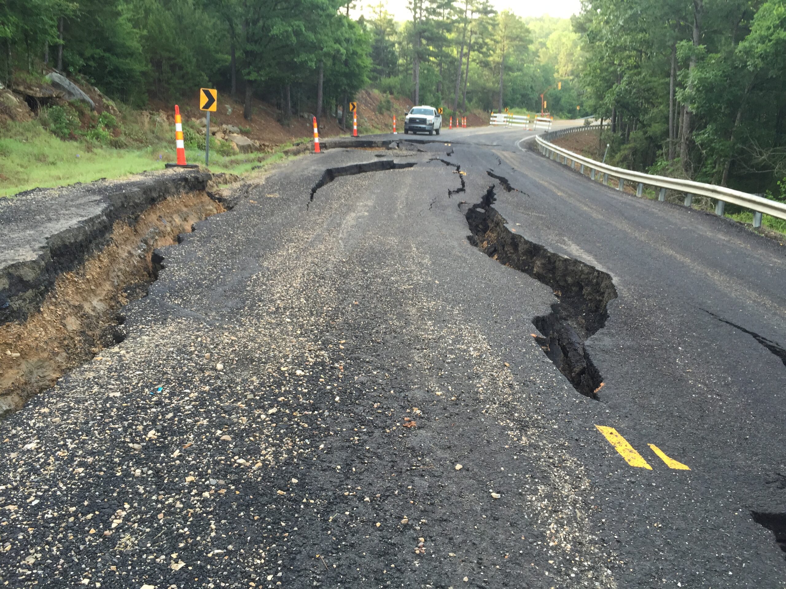Broken road.