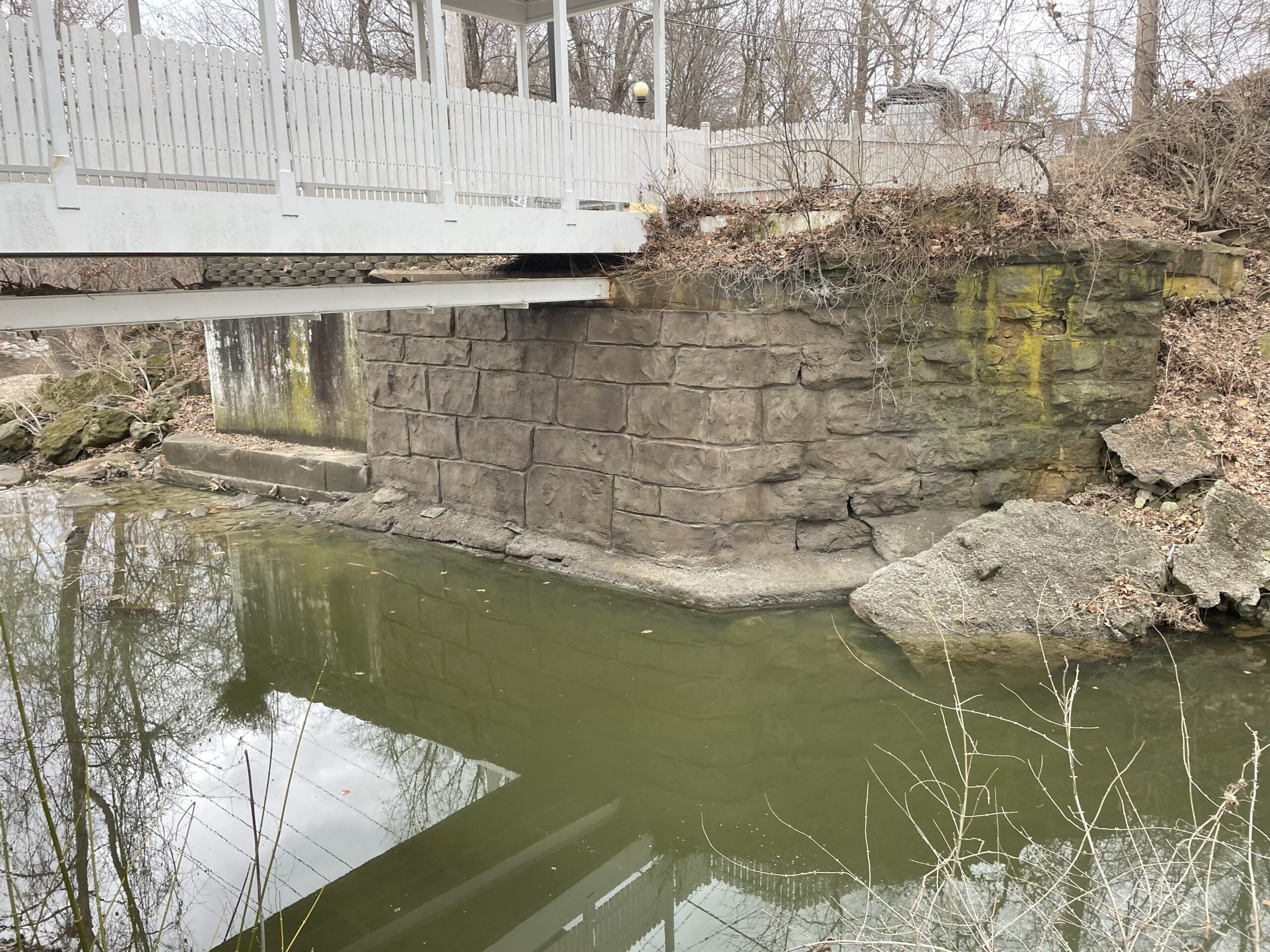 Stone bridge abutment.