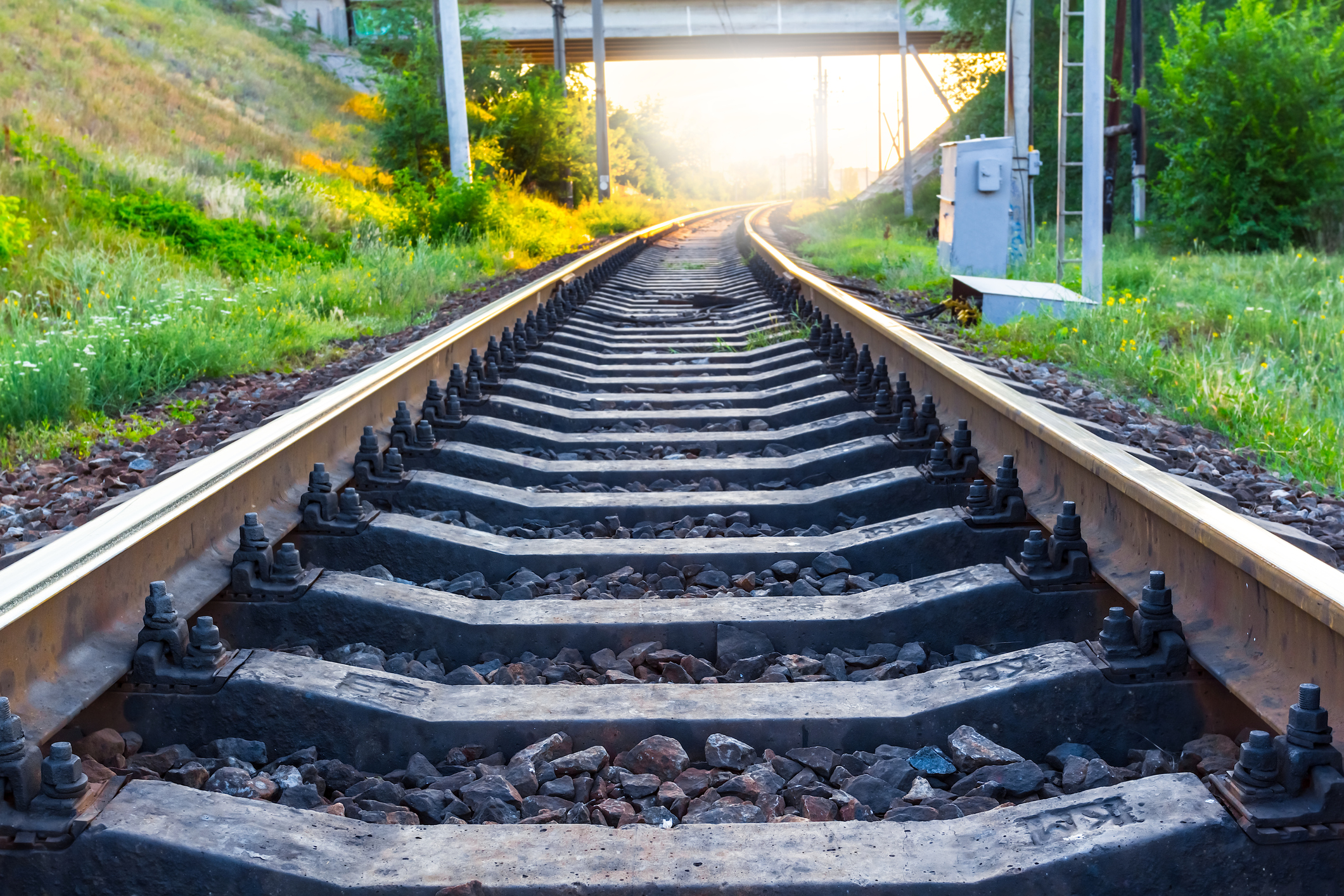 Closeup railway in a tunnel