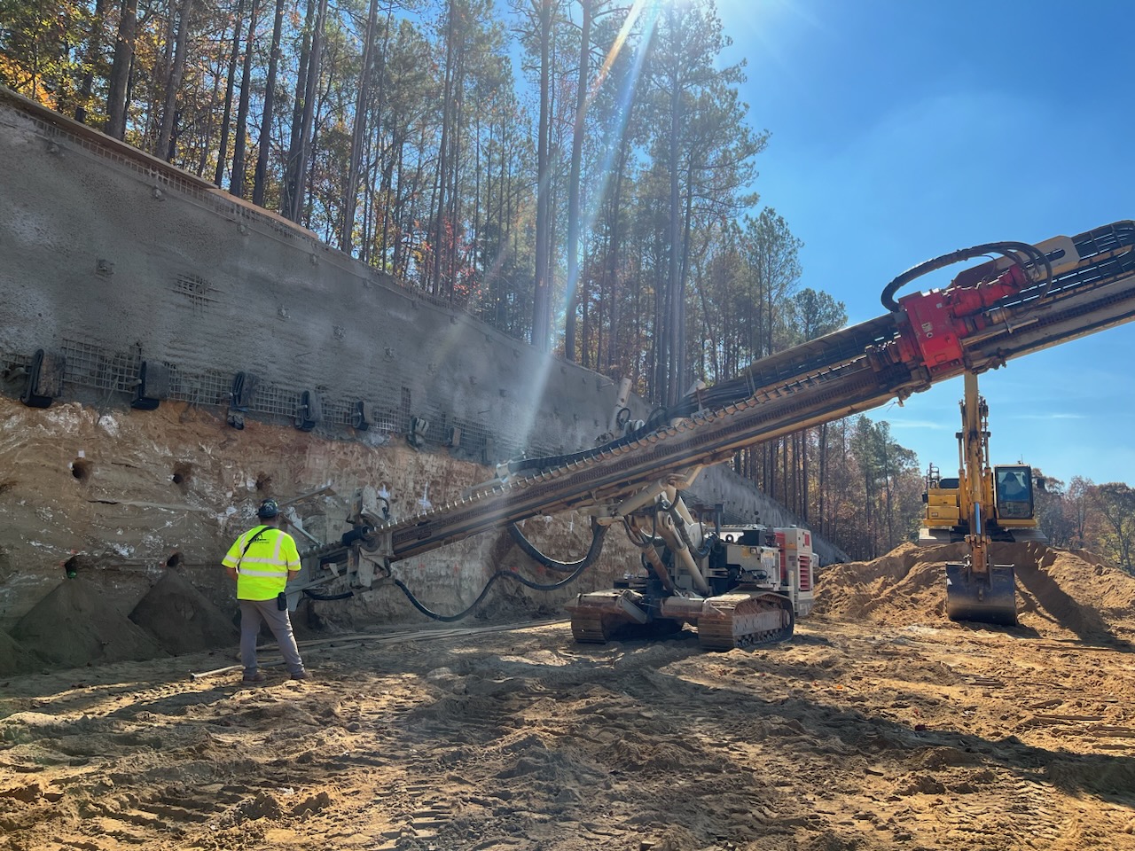 Drilling Tiebacks in Wall