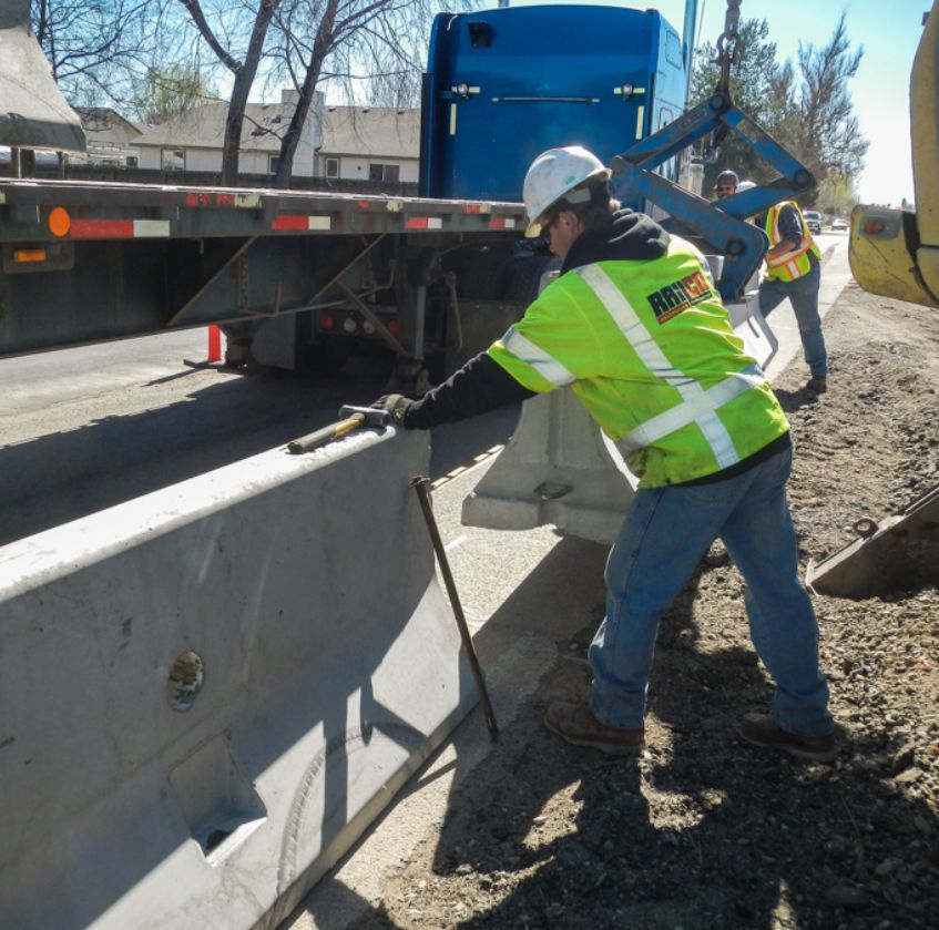 RailCO concrete barrier installation highway project