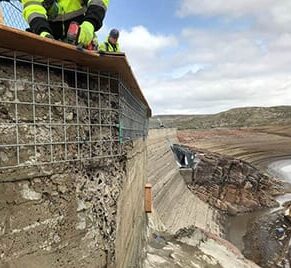 View of Willow Creek Reservoir in March 2018 as work began to restore the dam