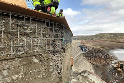 View of Willow Creek Reservoir in March 2018 as work began to restore the dam