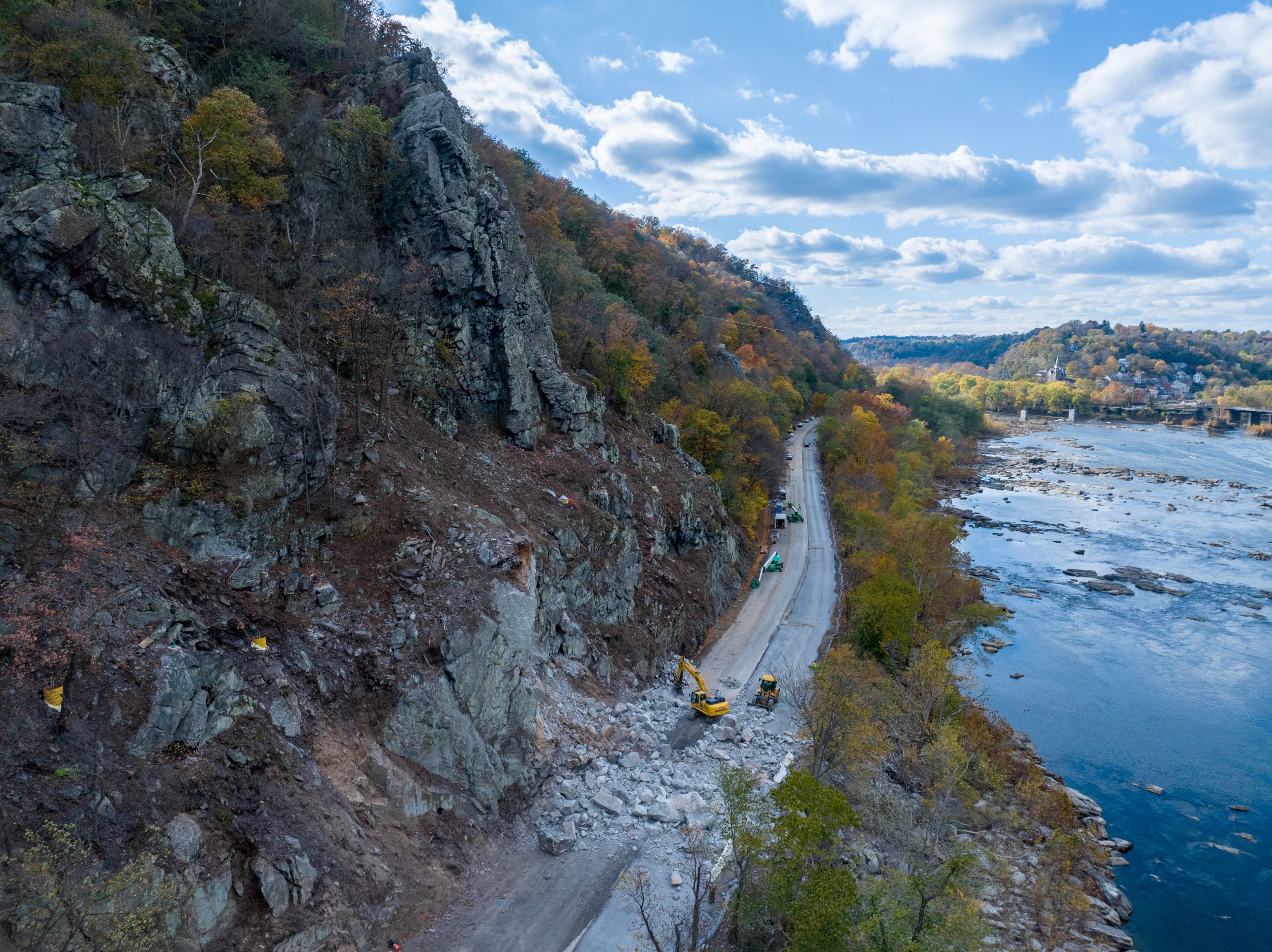 Rockfall covering road