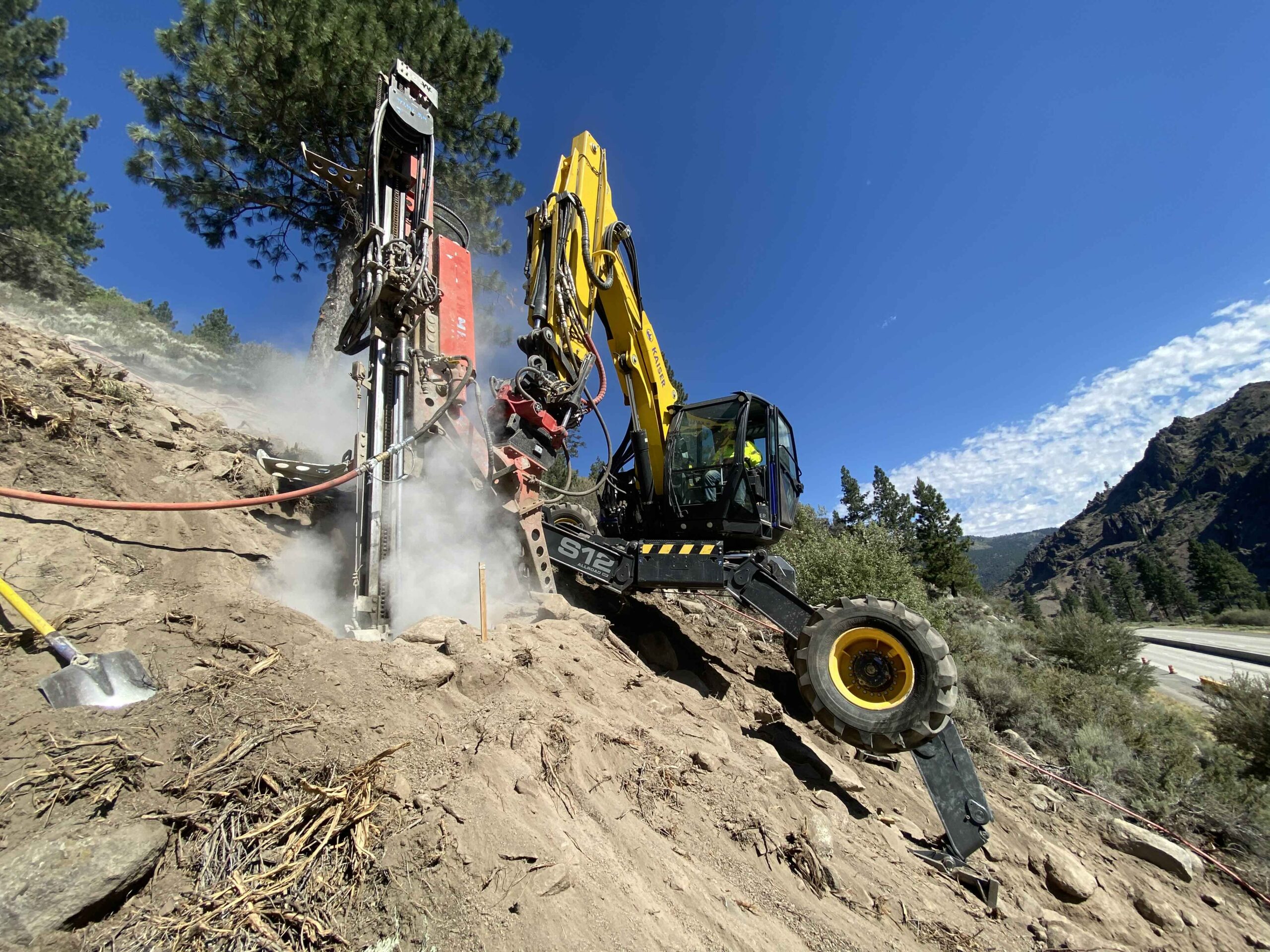 Spider Excavator Drilling