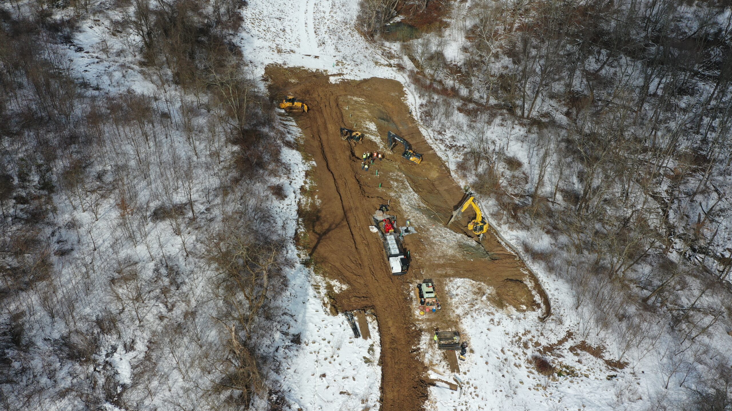 Aerial view of pipeline work