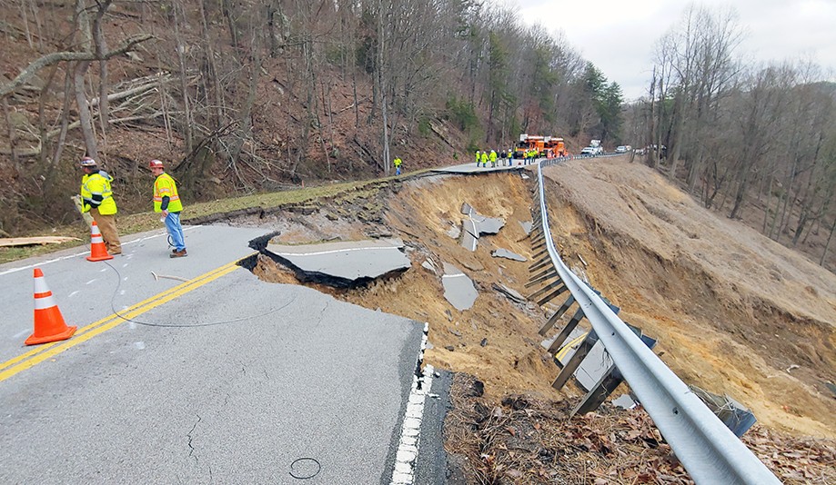 Landslide from heavy rains